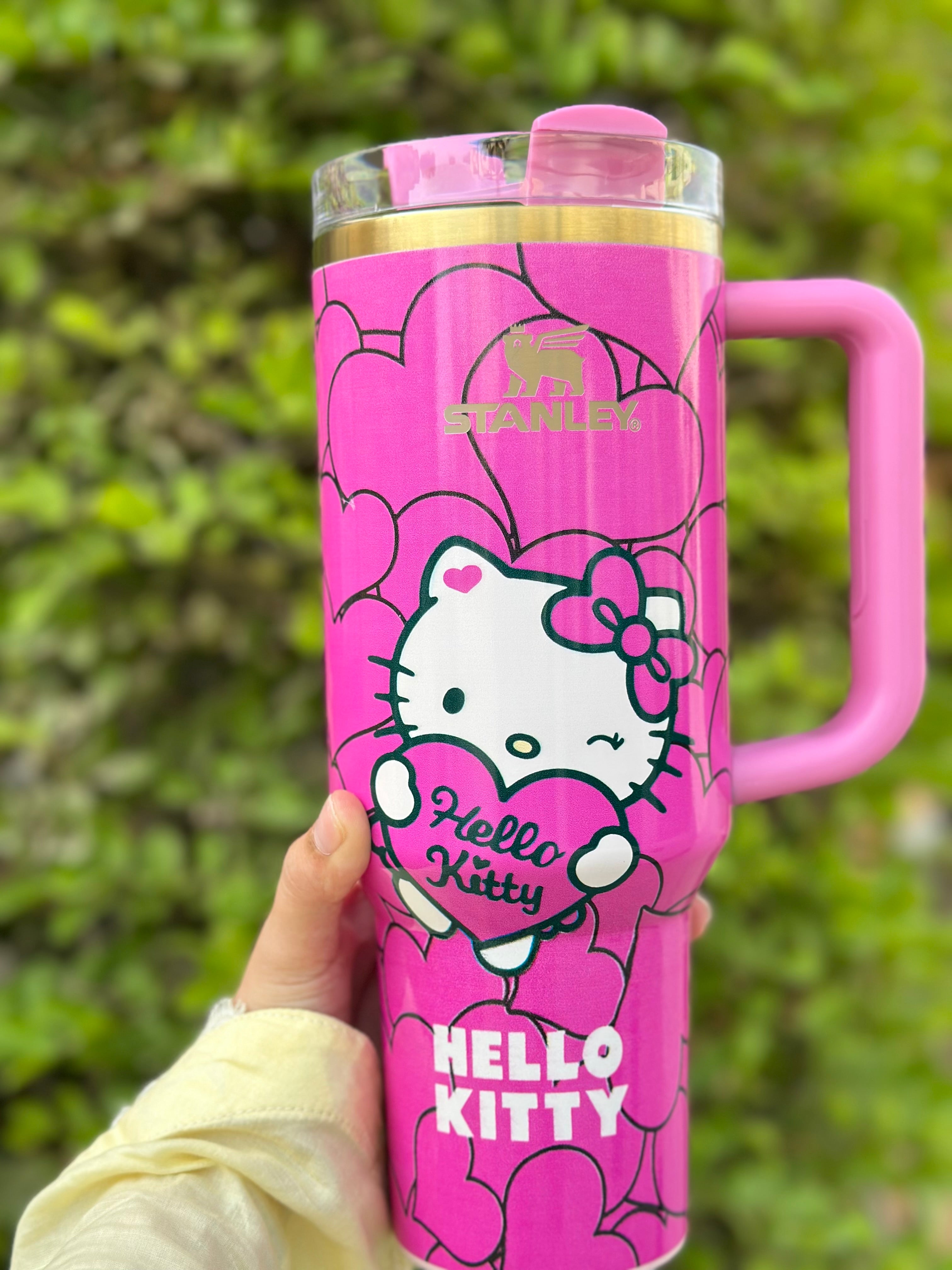 Hello Kitty Stanley Quencher H2.0 40oz FlowState Tumbler- Pink gift box