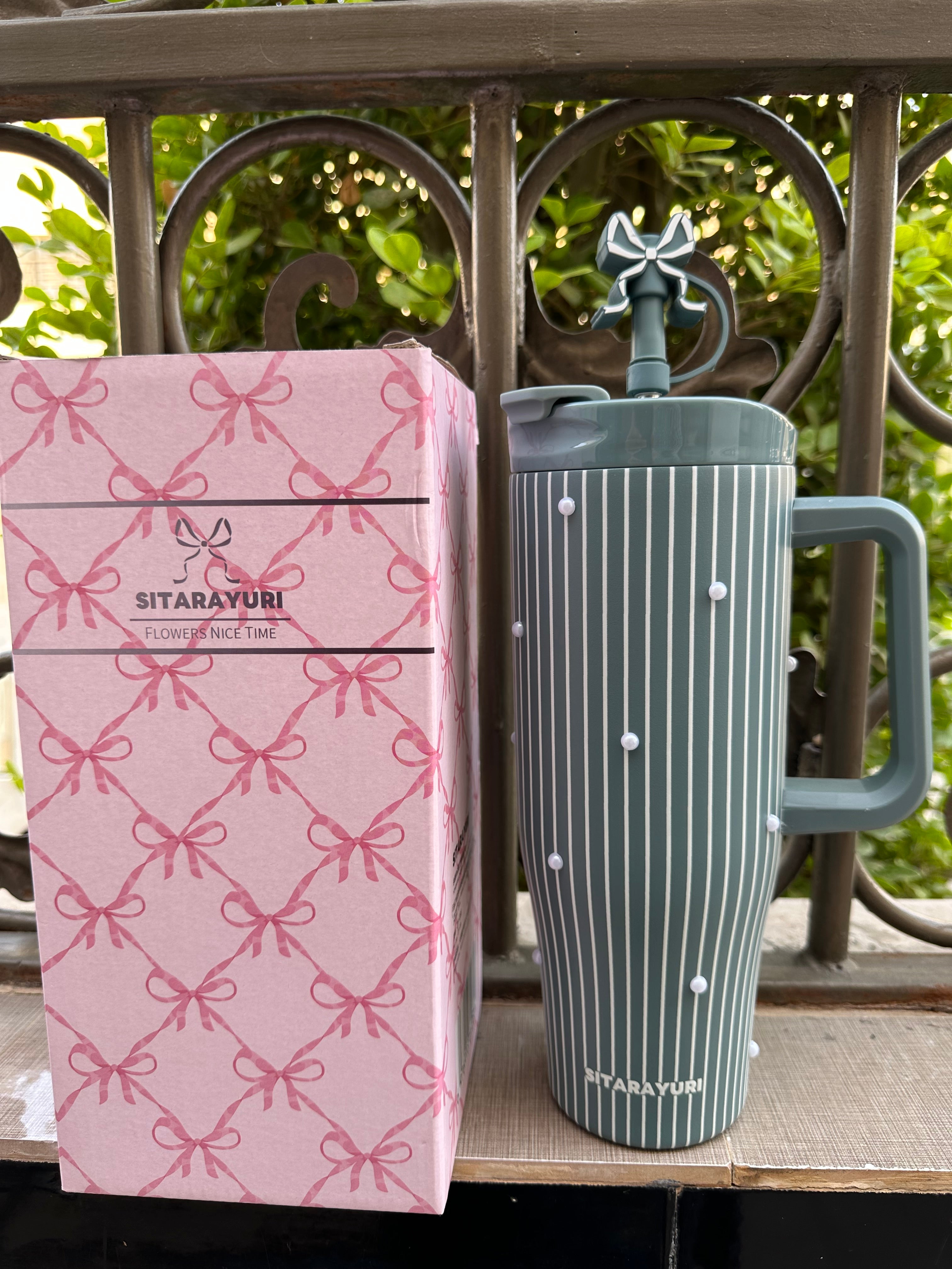 Sitarayuri Sage Stripe Pearl Tumbler – 1200ml
