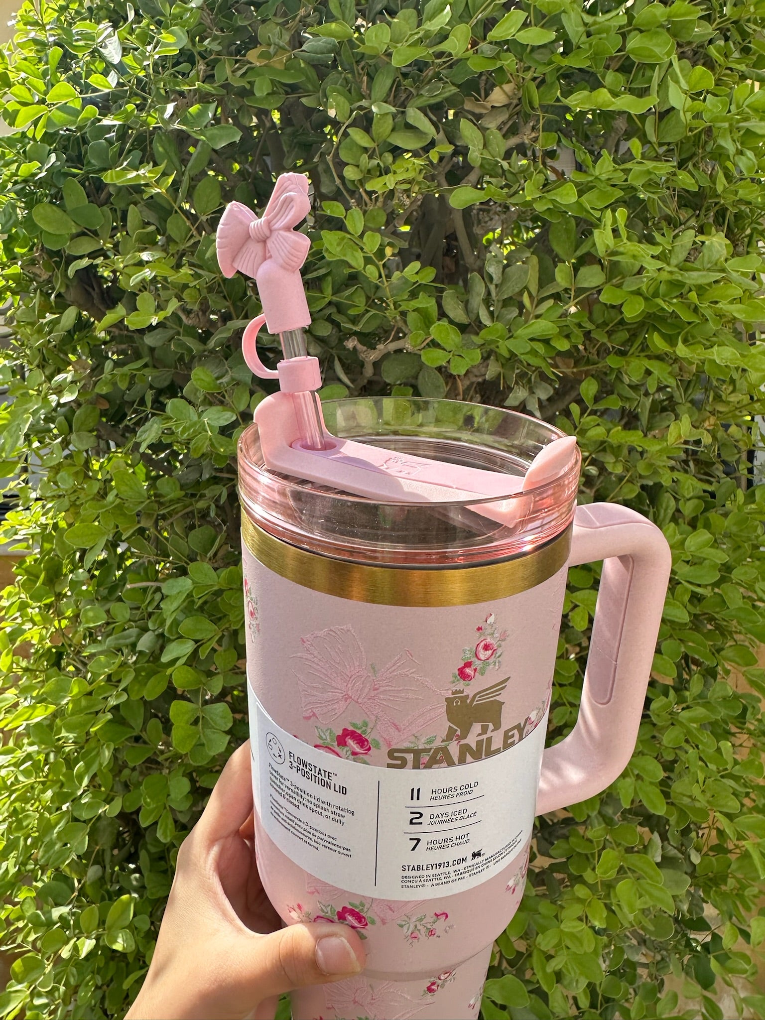 Stanley Quencher H2.0 Flowstate 40 oz Pink Bow Tumbler