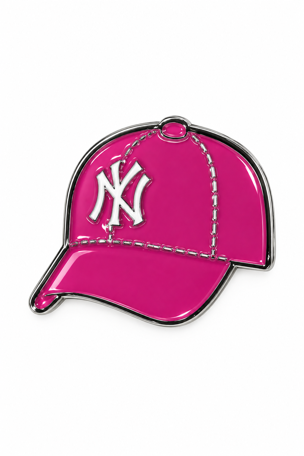 NY cap pink metal charm sticker