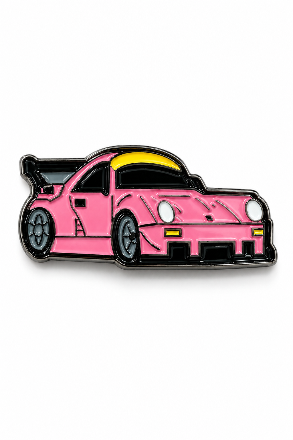 Pink sports car metal charm sticker