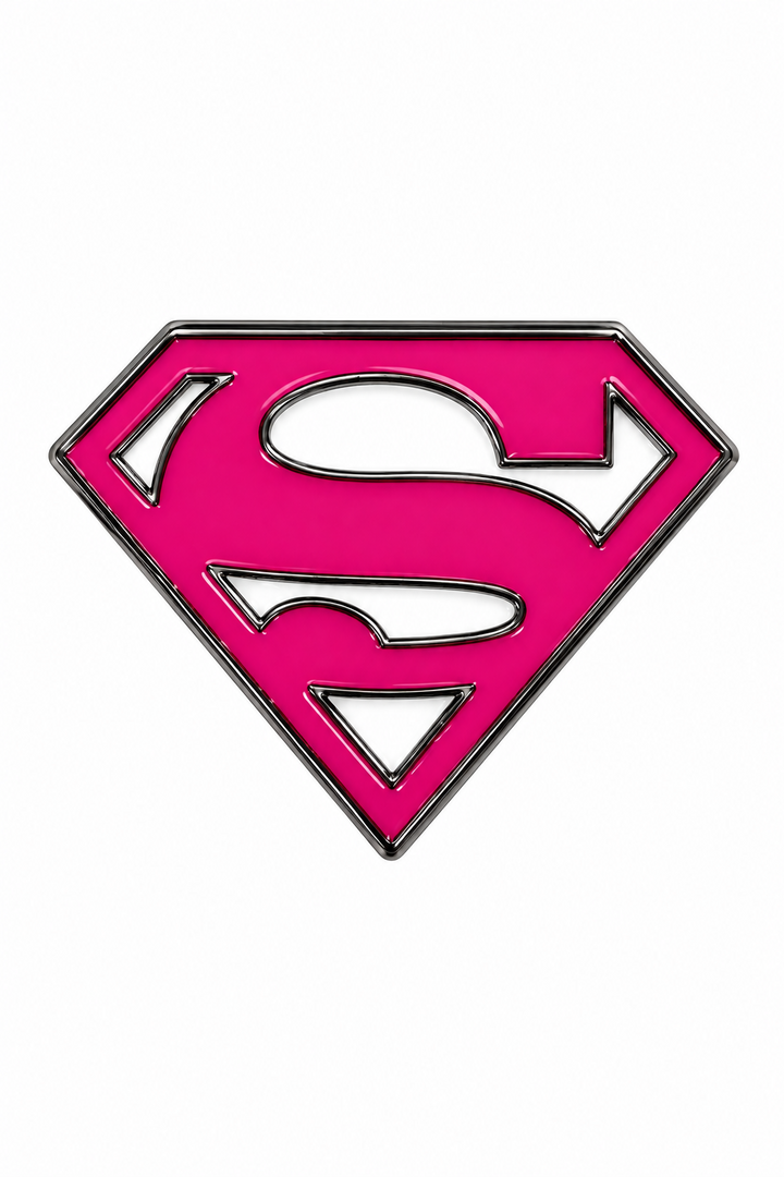 Pink superwoman metal sticker