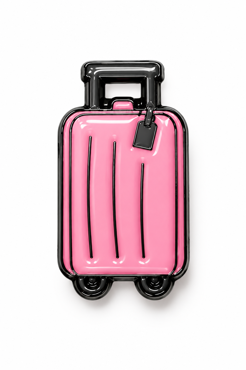 Pink suitcase metal charm sticker