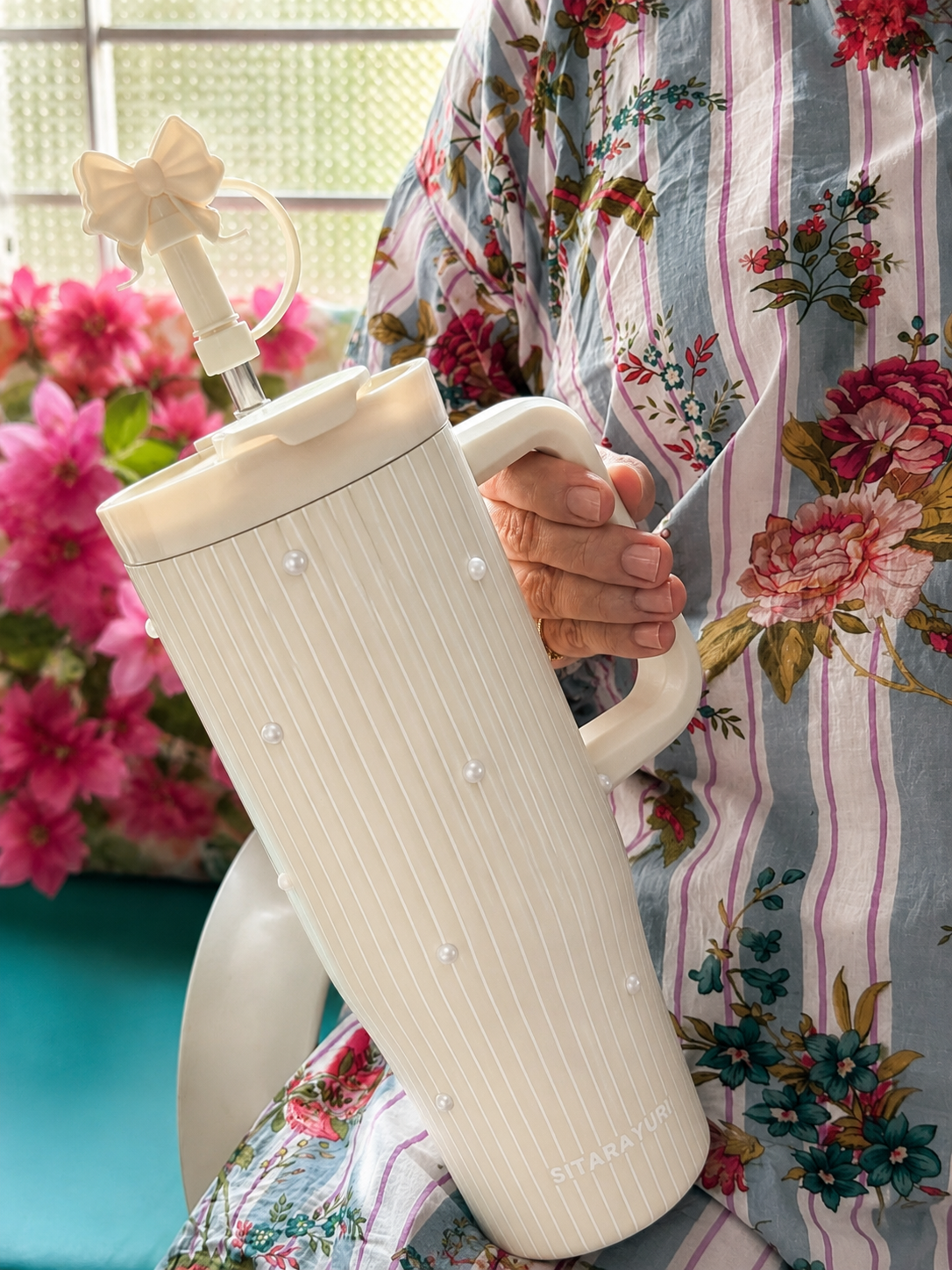 Sitarayuri Sage Stripe Pearl Tumbler – 1200ml