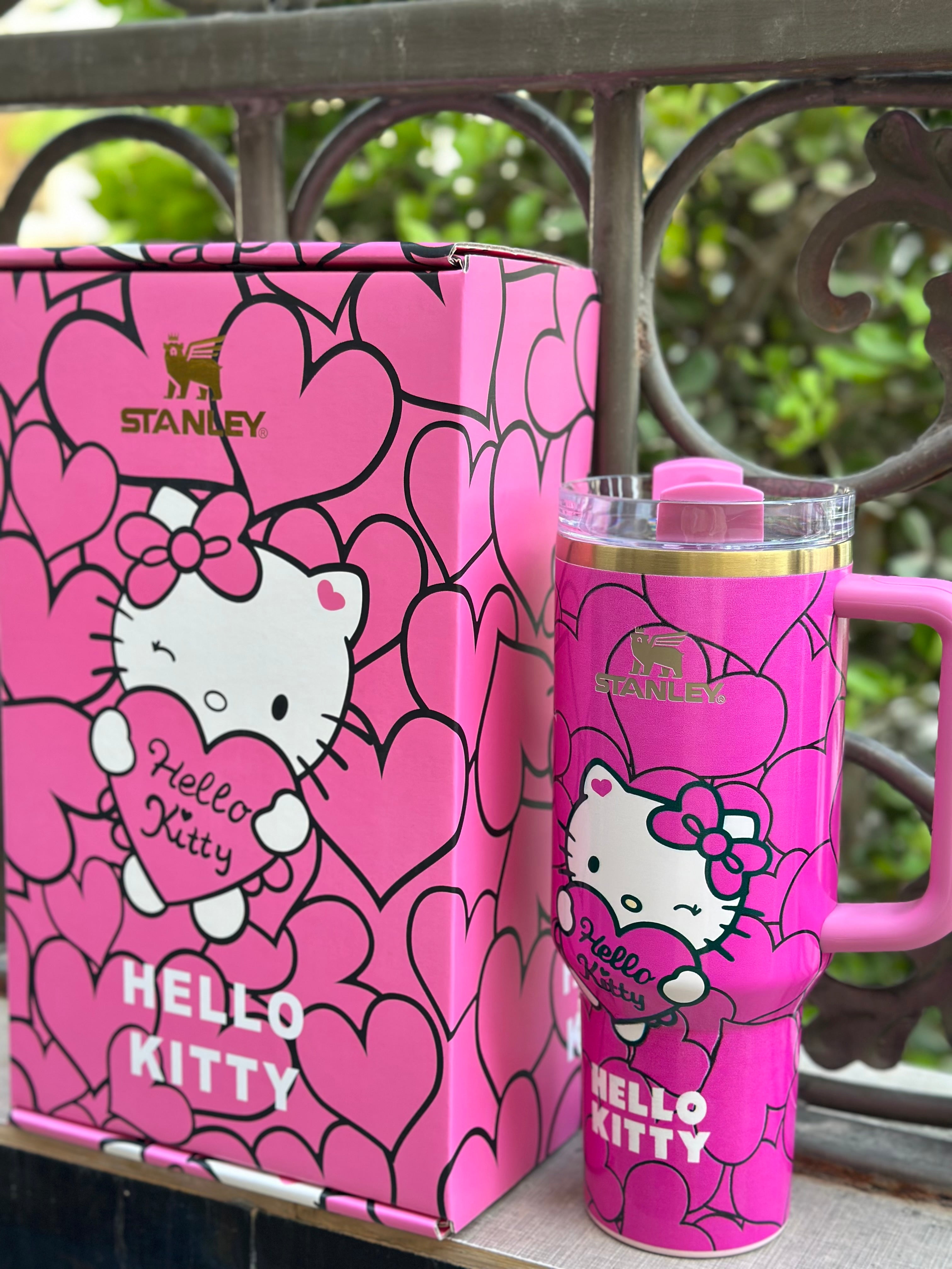 Hello Kitty Stanley Quencher H2.0 40oz FlowState Tumbler- Pink gift box