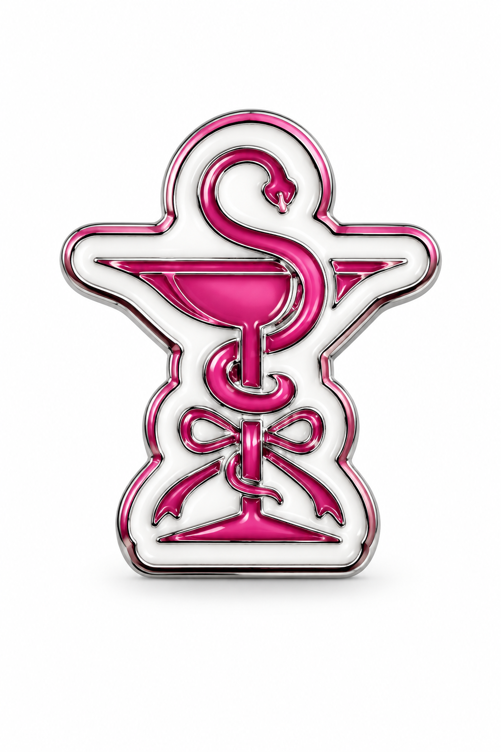 Pink flamingo metal charm sticker
