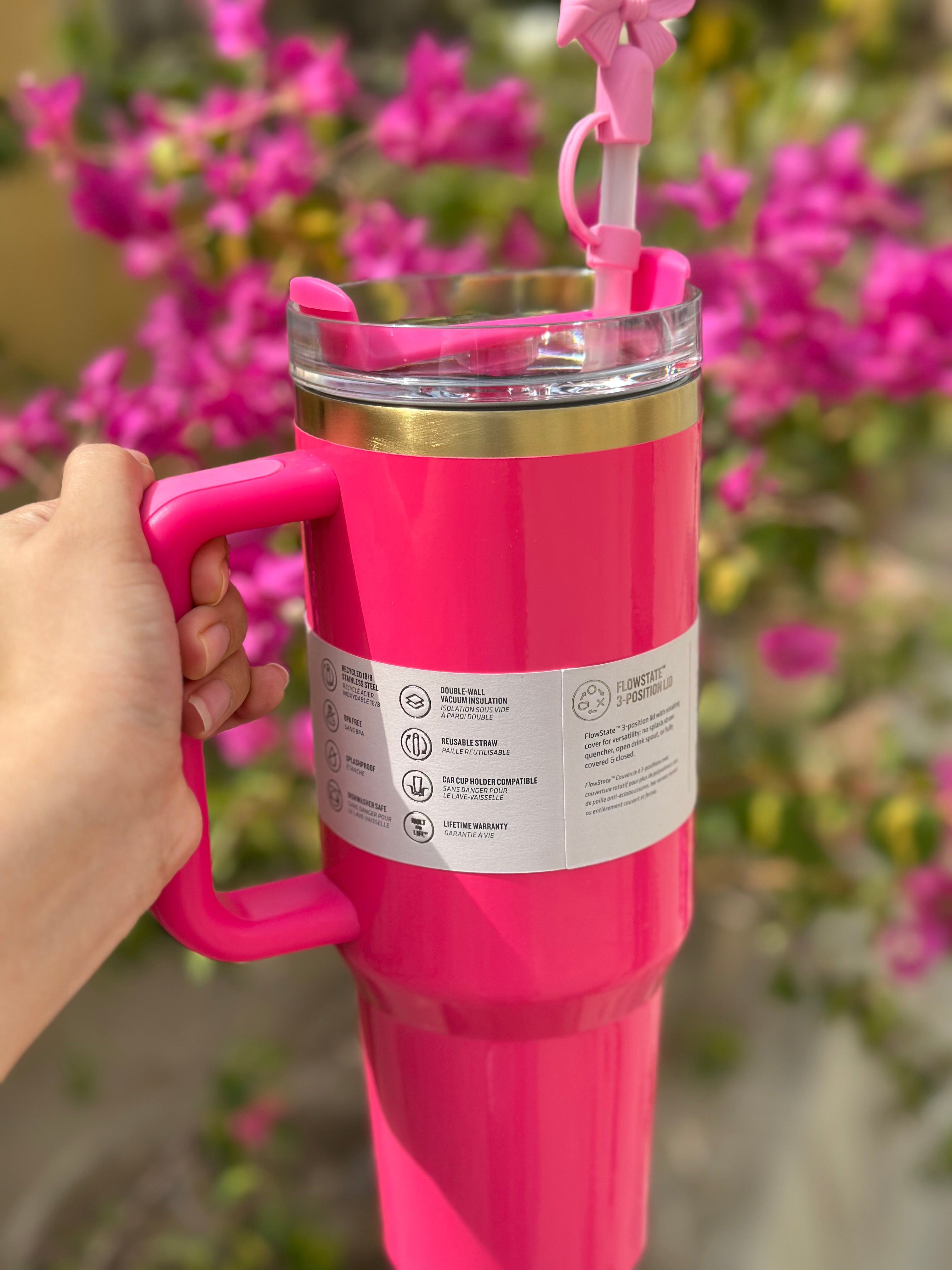 Stanley Quencher H2.0 40oz   Flowstate Tumbler - Hot Pink