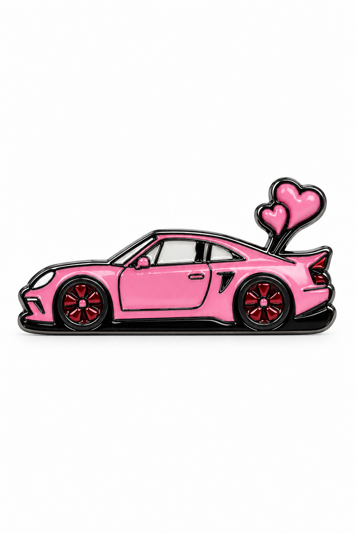 Sweetheart pink sports Car metal charm sticker