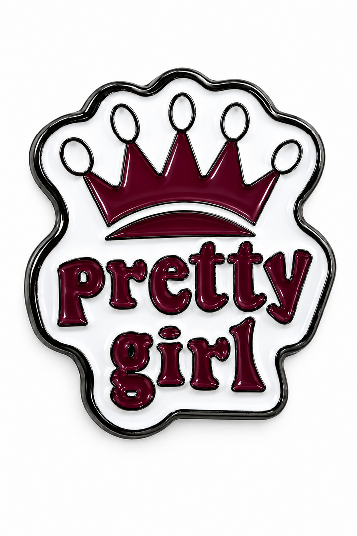 Crown pretty girl metal charm sticker