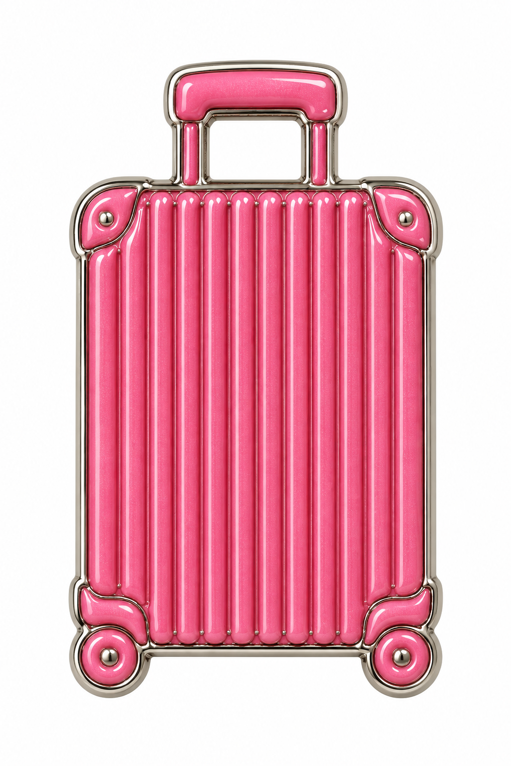 Pink ribbed suitcase metal charm sticker