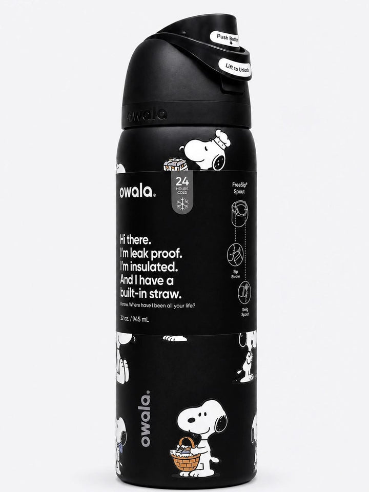 Snoopy Owala FreeSip Bottle - 32 oz black