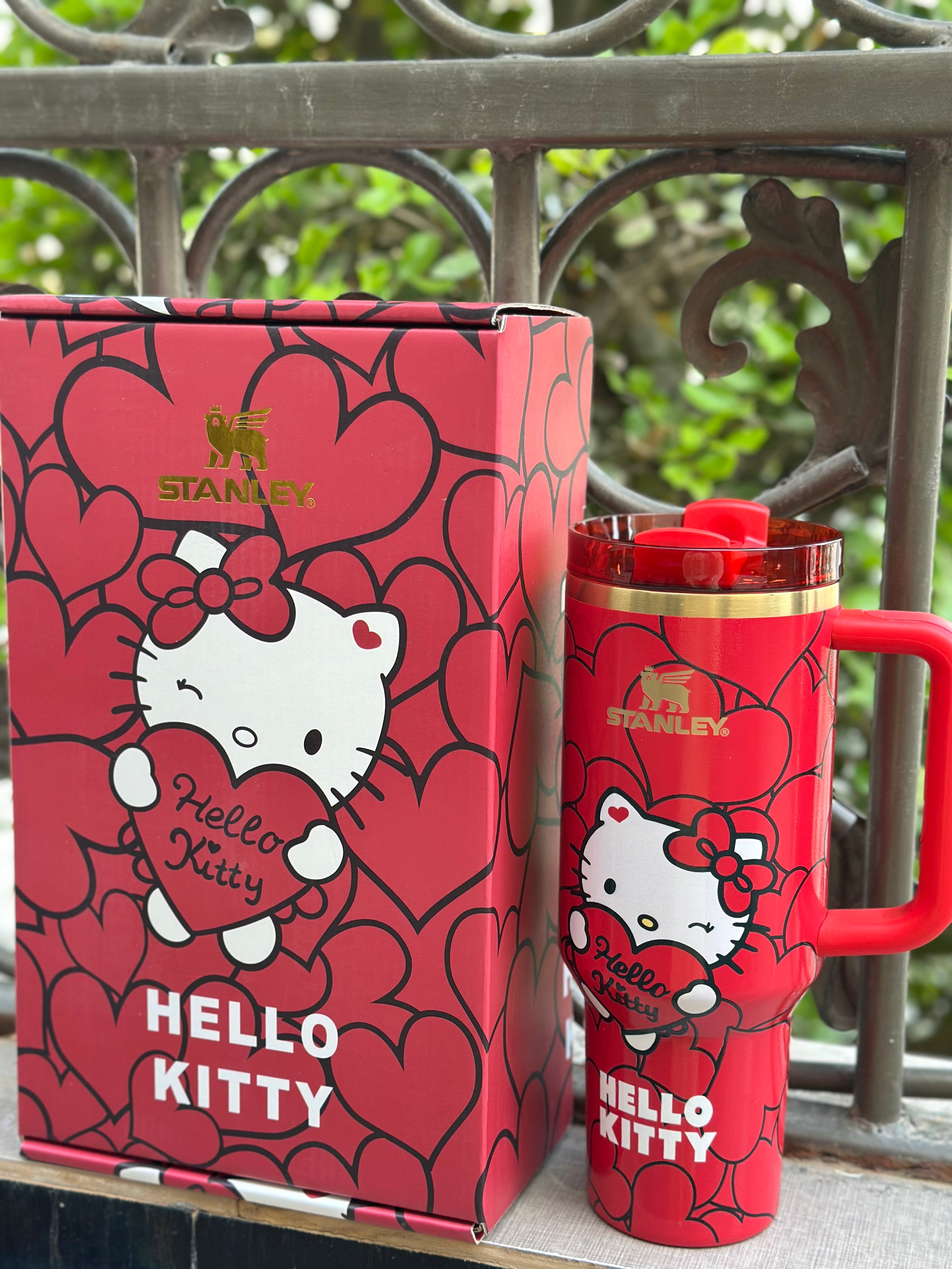 Hello Kitty Stanley Quencher H2.0 40oz FlowState Tumbler- Red gift box