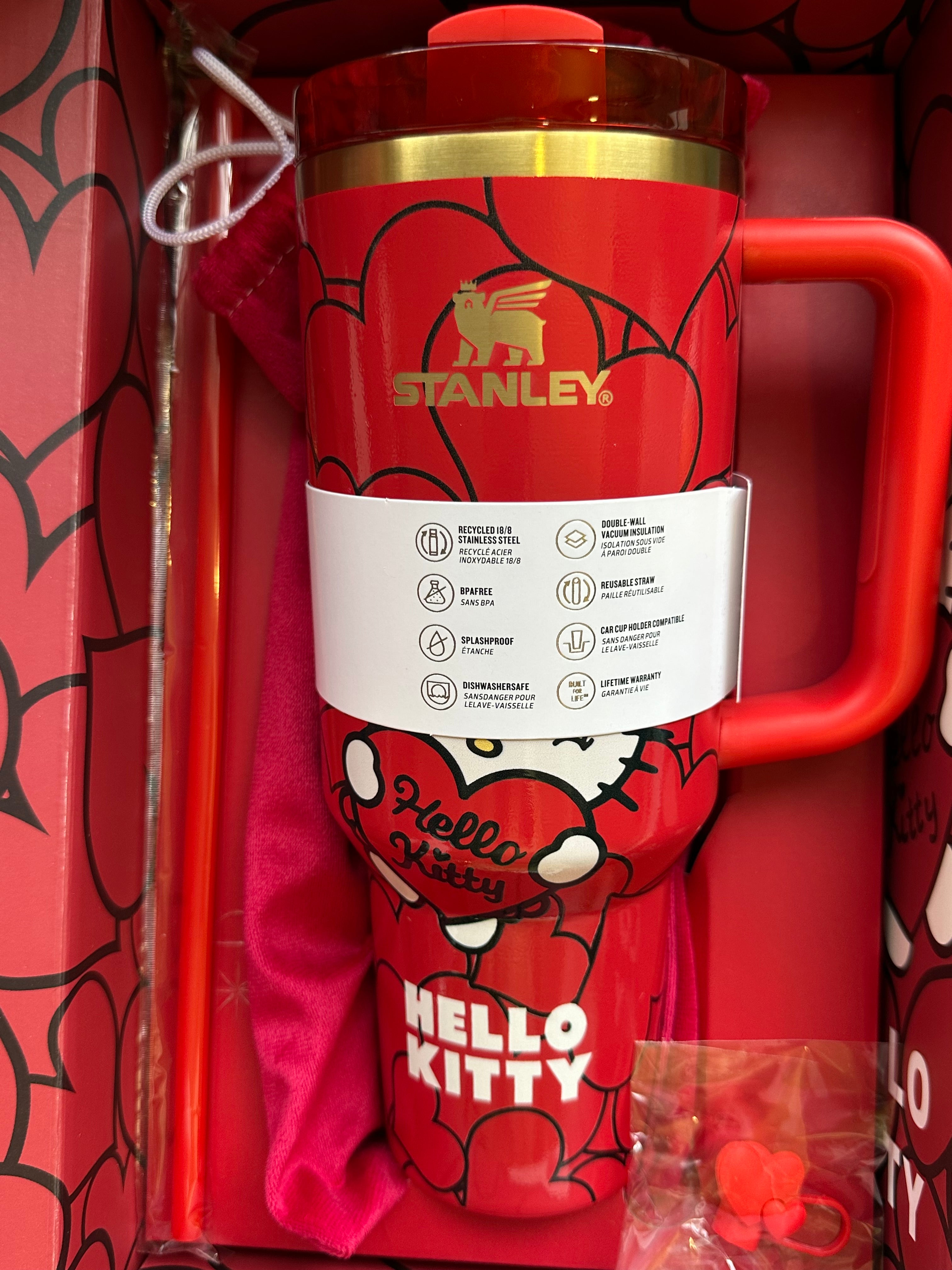 Hello Kitty Stanley Quencher H2.0 40oz FlowState Tumbler- Red gift box