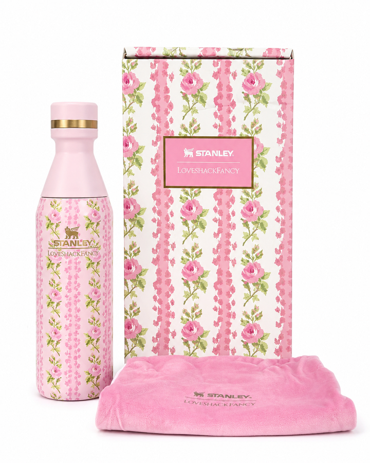 Stanley x LoveShackFancy All Day Slim Bottle 16oz –     Everblooming Rosettes