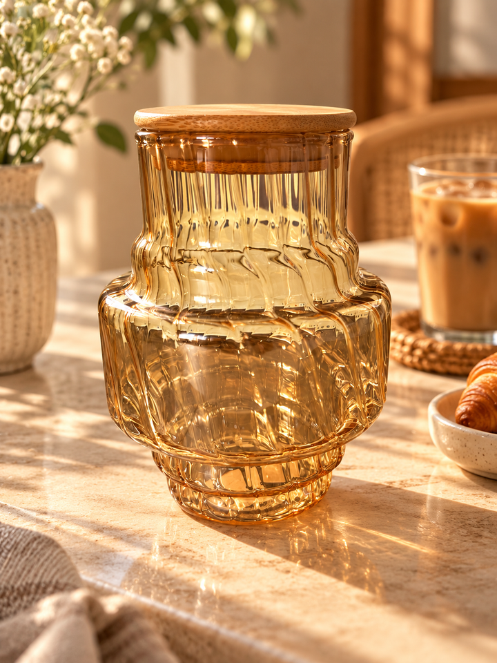Contour Ribbed Glass- Golden