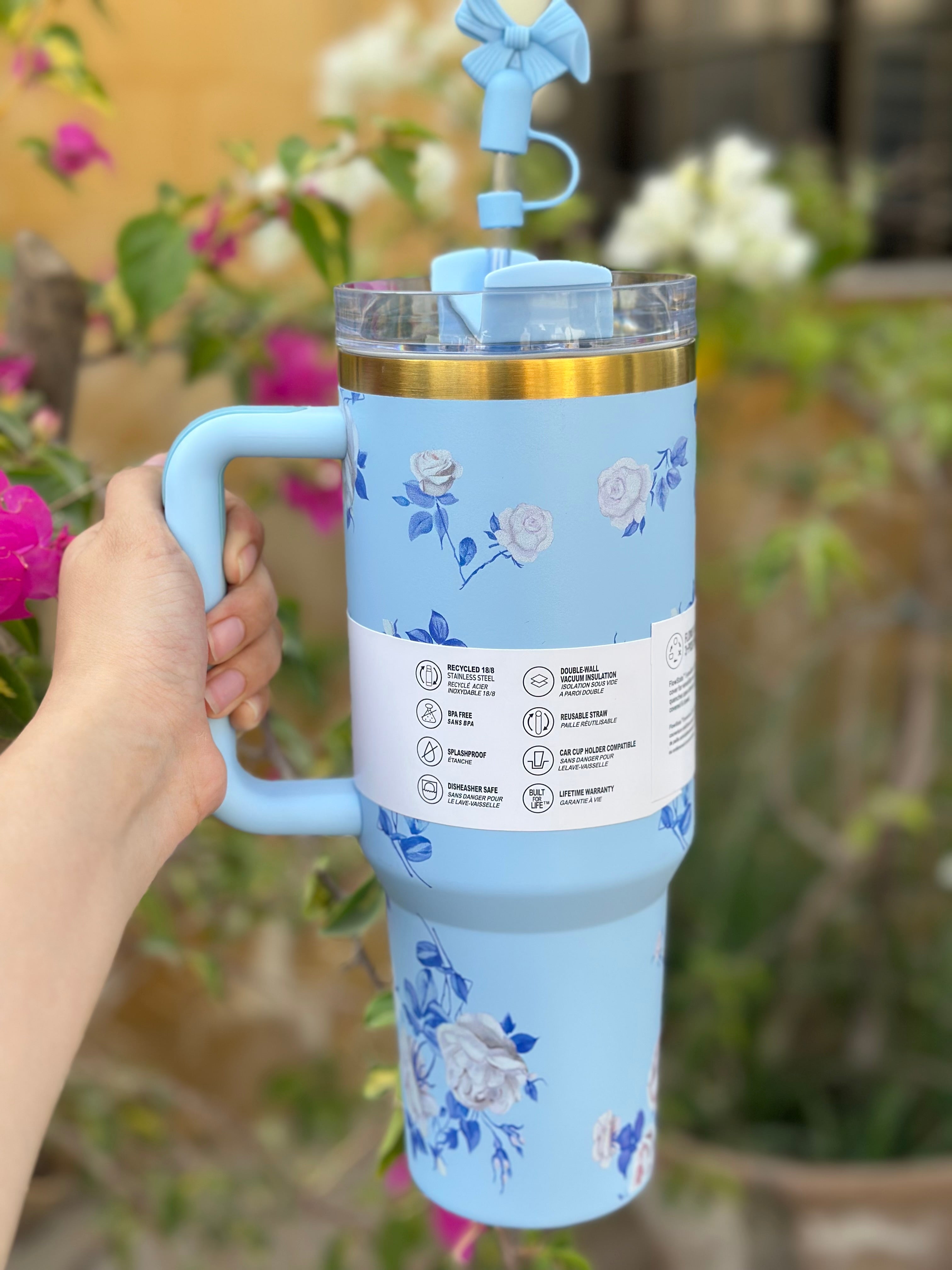 Stanley Quencher H2.0 Flowstate 40 oz Blue Floral Tumbler