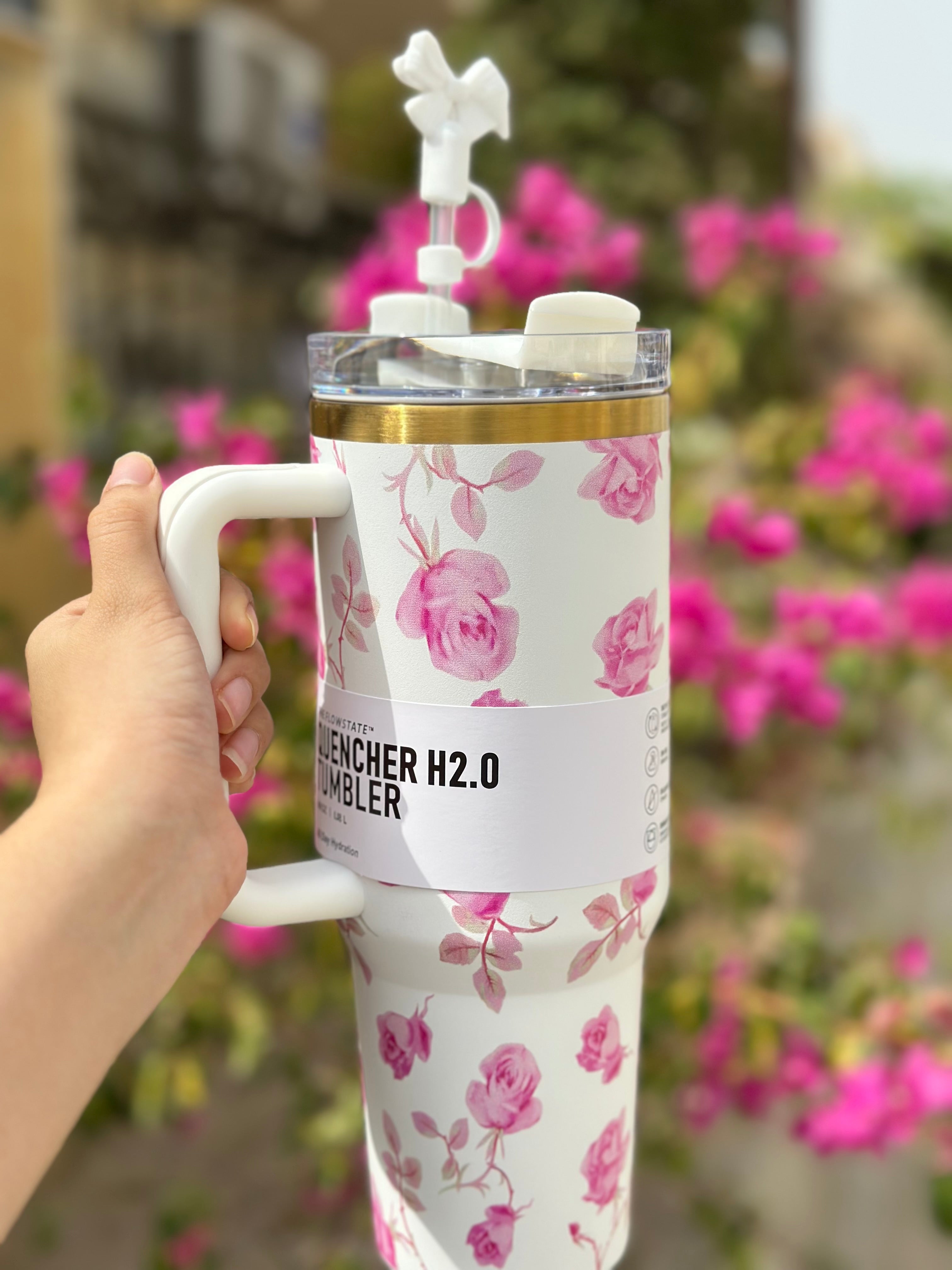 Stanley Quencher H2.0 Flowstate 40 oz Ribbon Rosa Floral Tumbler