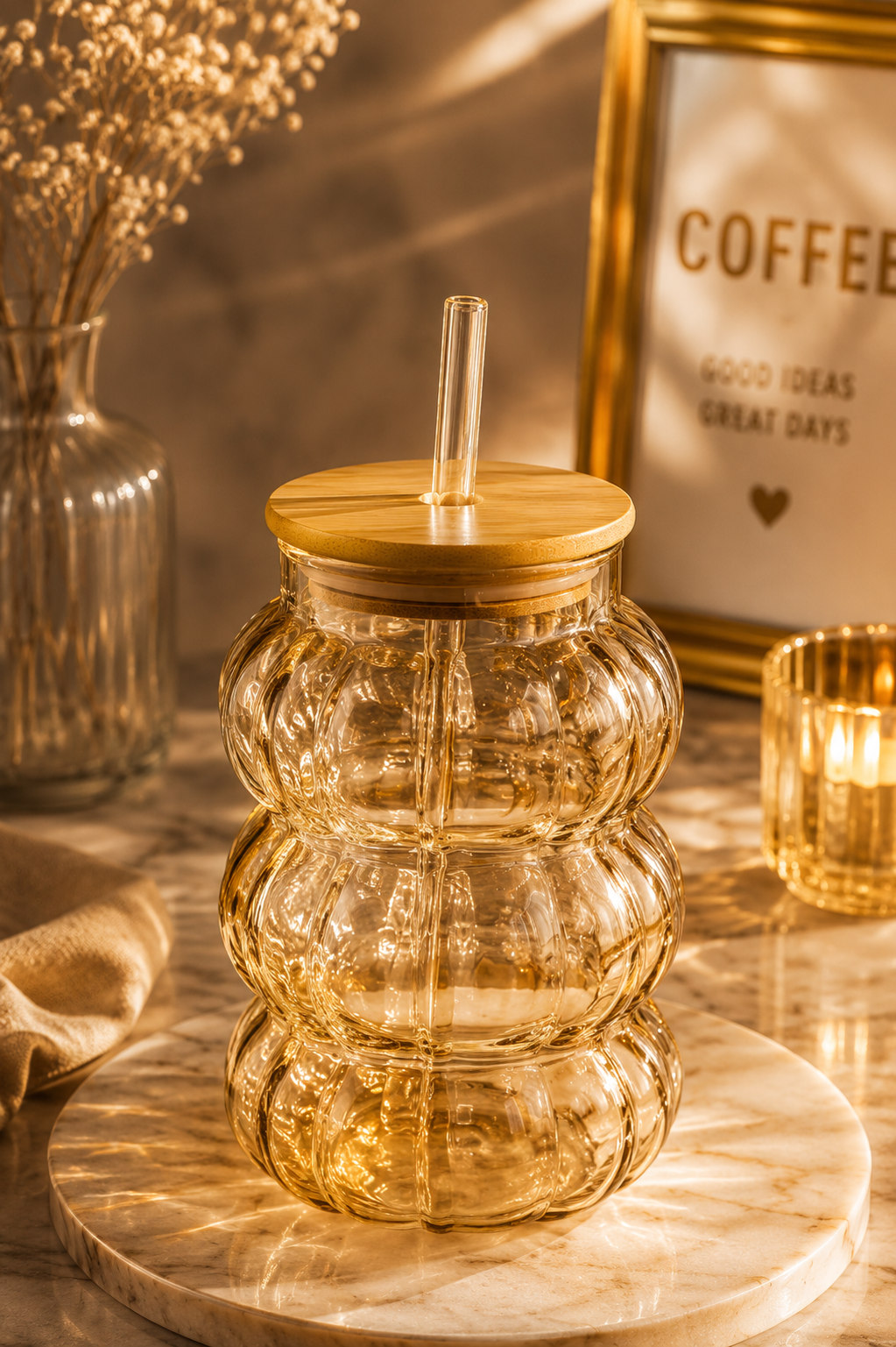 Bubble Bub Glass -Amber Gold