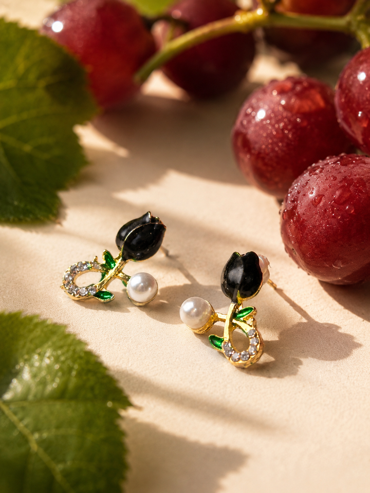 Black Rose Earrings