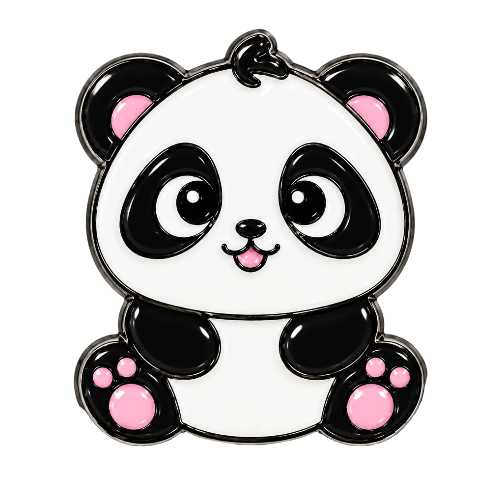 Cute Panda Metal Charm Sticker
